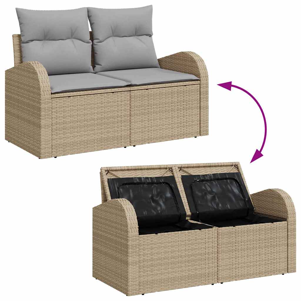 Garten-Sofa-Set 5 Pcs Beige, Hellgrau Mittel Rattan, Stahl