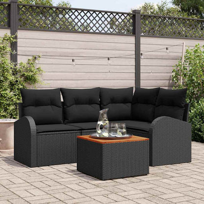 Garten-Sofa-Set 5 Pcs Beige, Hellgrau Mittel Rattan, Stahl