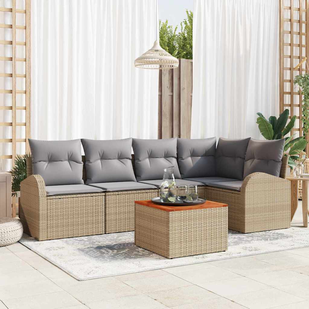 Garten Sofa Set 6 Pcs Mittel Rattan