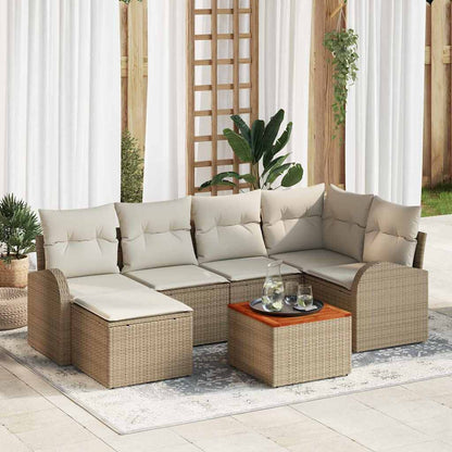 Gartensofa Set 7 Pcs Groß Rattan, Holz