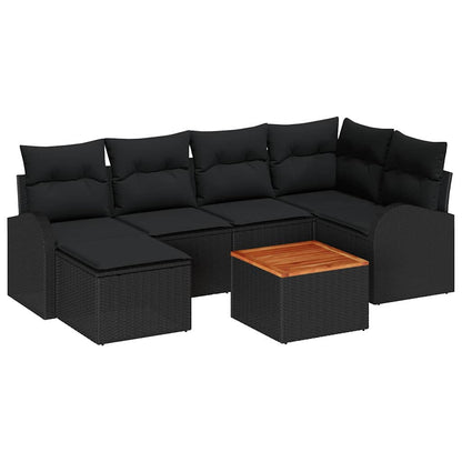 Gartensofa Set 7 Pcs Groß Rattan, Holz