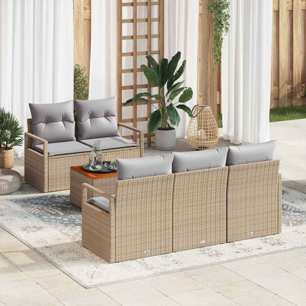 Garten-Sofa-Set 6 Pcs Standard Poly Rattan, Stahl