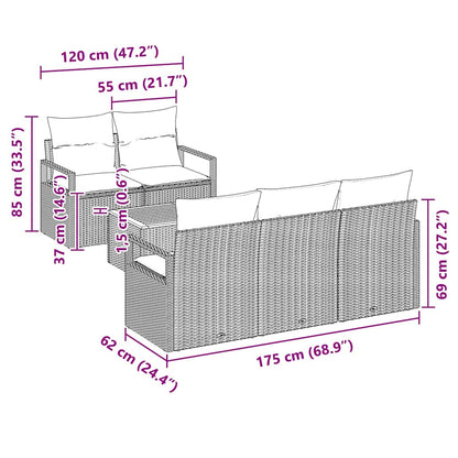 Garten-Sofa-Set 6 Pcs Standard Poly Rattan, Stahl