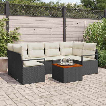 Garten Sofa Set 7 Pcs Groß Rattan, Polyester, Stahl