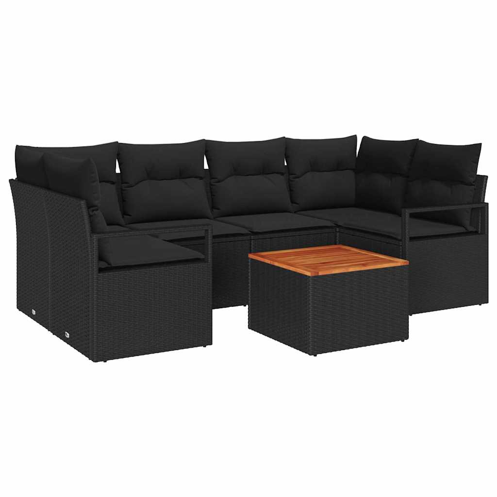 Garten Sofa Set 7 Pcs Groß Rattan, Polyester, Stahl
