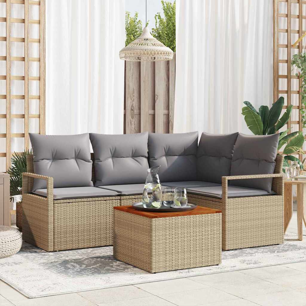 Garten Sofa Set 5 Pcs Groß Rattan