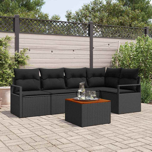 Garten Sofa Set 6 Pcs Groß Rattan, Holz