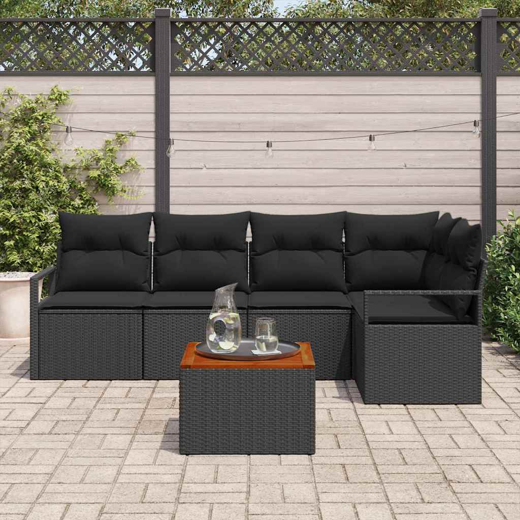 Garten Sofa Set 6 Pcs Groß Rattan, Holz