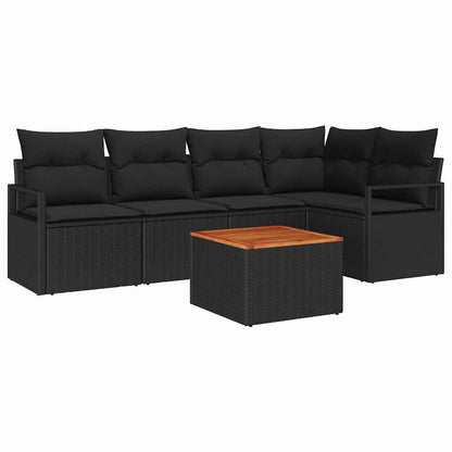 Garten Sofa Set 6 Pcs Groß Rattan, Holz