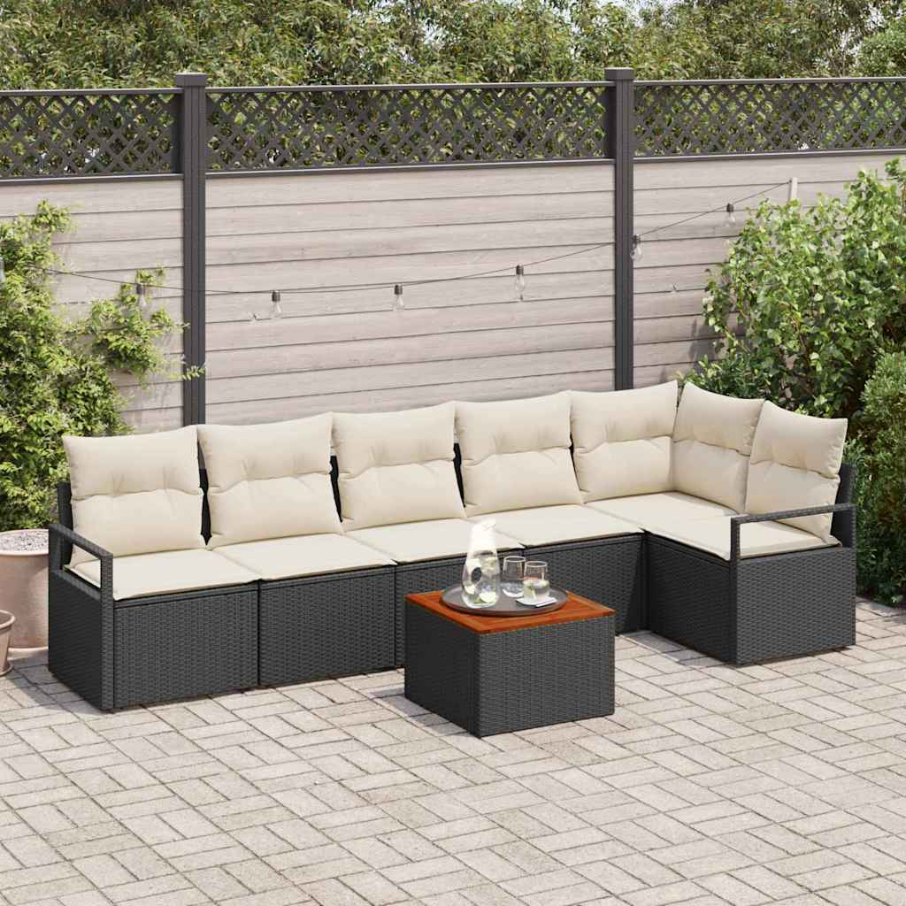 Garten Sofa Set 7 Pcs Groß Rattan, Stoff