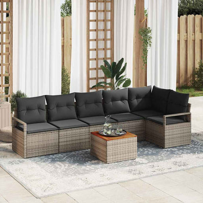 Garten Sofa Set 7 Pcs Groß Rattan, Stoff
