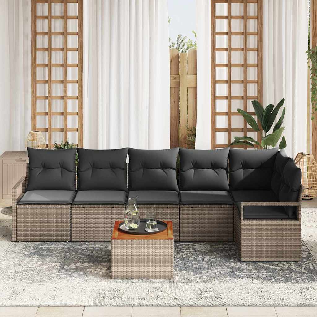 Garten Sofa Set 7 Pcs Groß Rattan, Stoff