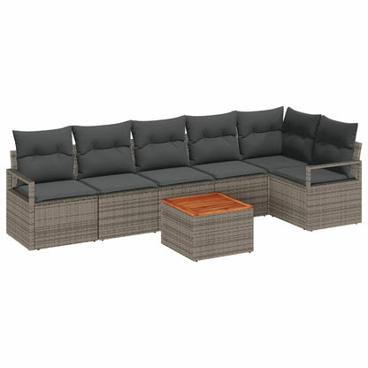 Garten Sofa Set 7 Pcs Groß Rattan, Stoff