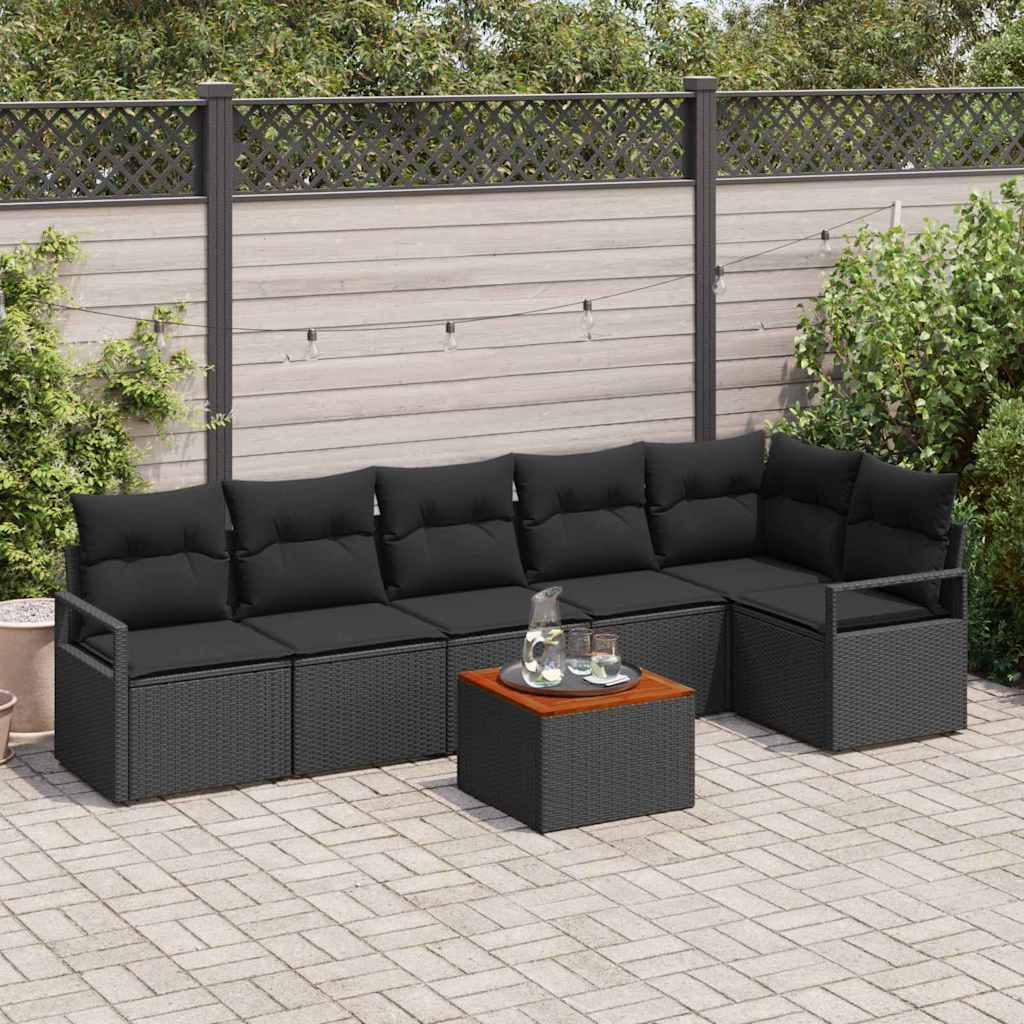 Garten Sofa Set 7 Pcs Groß Rattan, Stoff