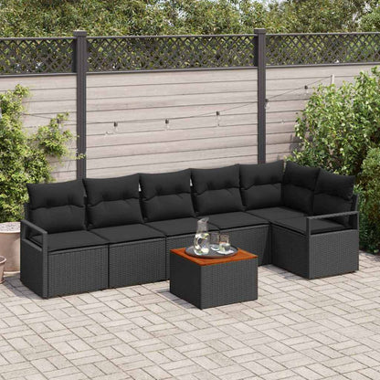 Garten Sofa Set 7 Pcs Groß Rattan, Stoff