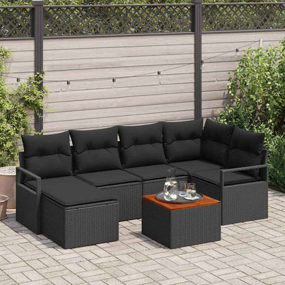 Garten Sofa Set 7 Pcs Groß Rattan, Holzrahmen