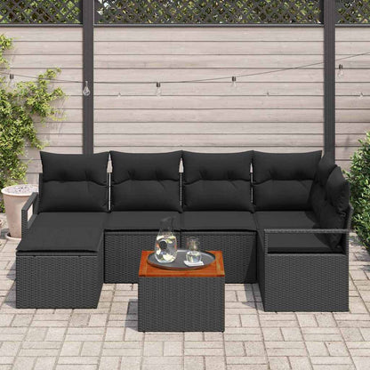 Garten Sofa Set 7 Pcs Groß Rattan, Holzrahmen