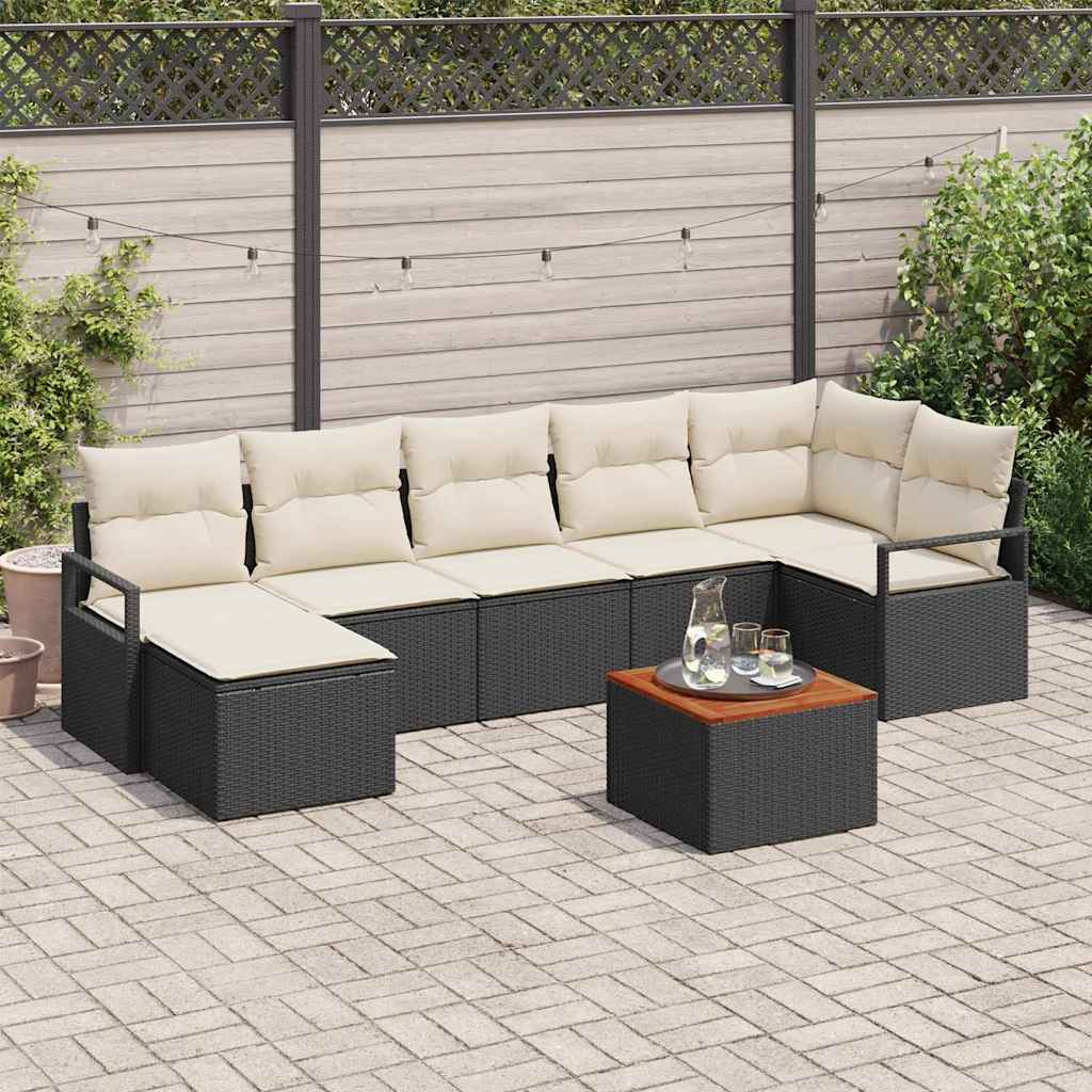 Garten Sofa Set 8 Pcs Groß Rattan Und Akazienholz