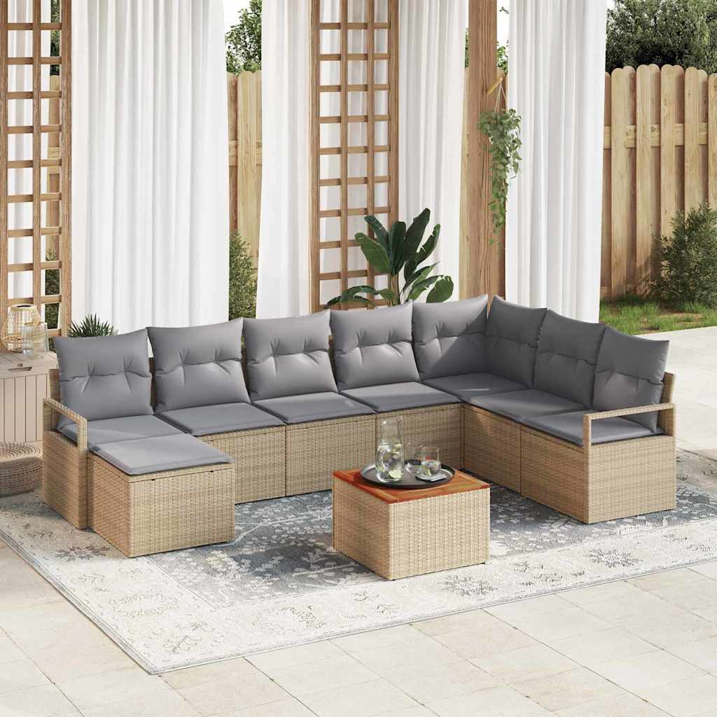 Garten Sofa Set 8 Pcs Groß Rattan Und Akazienholz