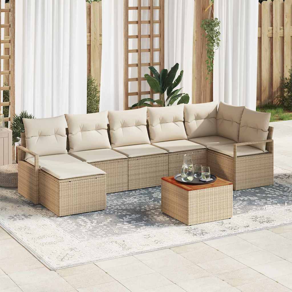 Garten Sofa Set 8 Pcs Groß Rattan Und Akazienholz