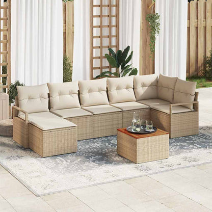 Garten Sofa Set 8 Pcs Groß Rattan Und Akazienholz