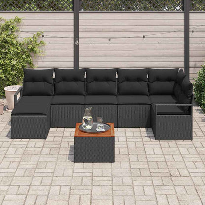 Garten Sofa Set 8 Pcs Groß Rattan Und Akazienholz