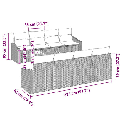 Garten-Sofa-Set 7 Pcs 55 X 55 X 37 Cm Rattan, Holz