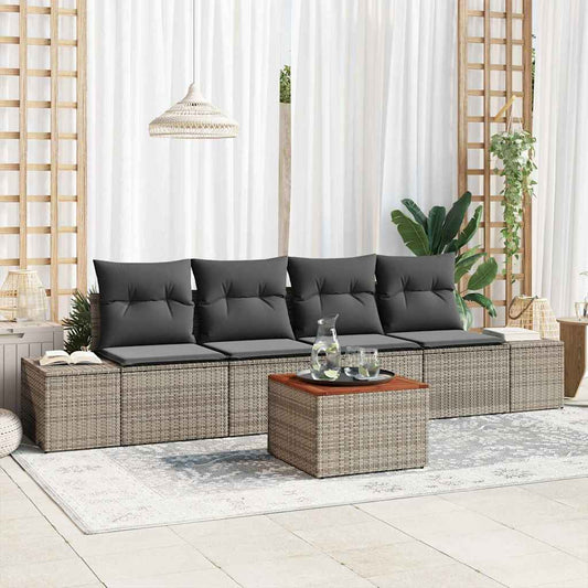 Garten-Sofa-Set 5 Pcs 55 X 55 X 37 Cm Rattan & Stahlrahmen