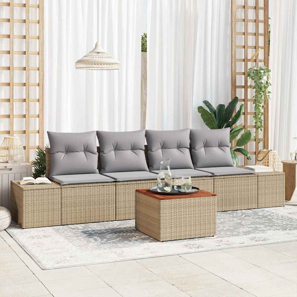 Garten-Sofa-Set 5 Pcs 55 X 55 X 37 Cm Rattan & Stahlrahmen