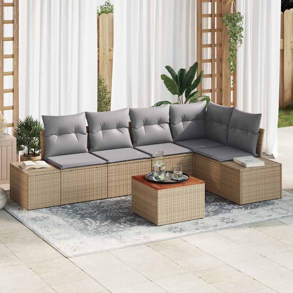 Garten Sofa Set 6 Pcs Poly Rattan