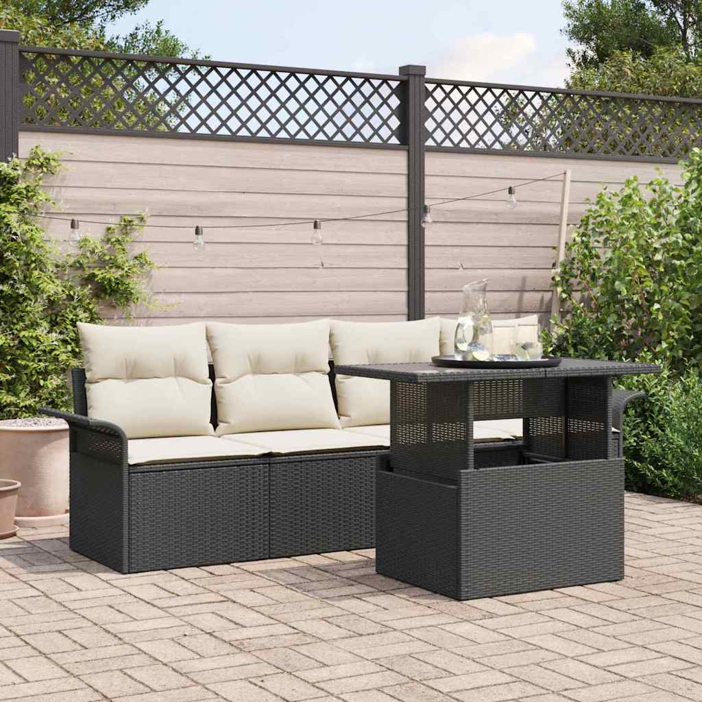 5-Teiliges Garten-Sofa-Set Mit Kissen Poly-Rattan