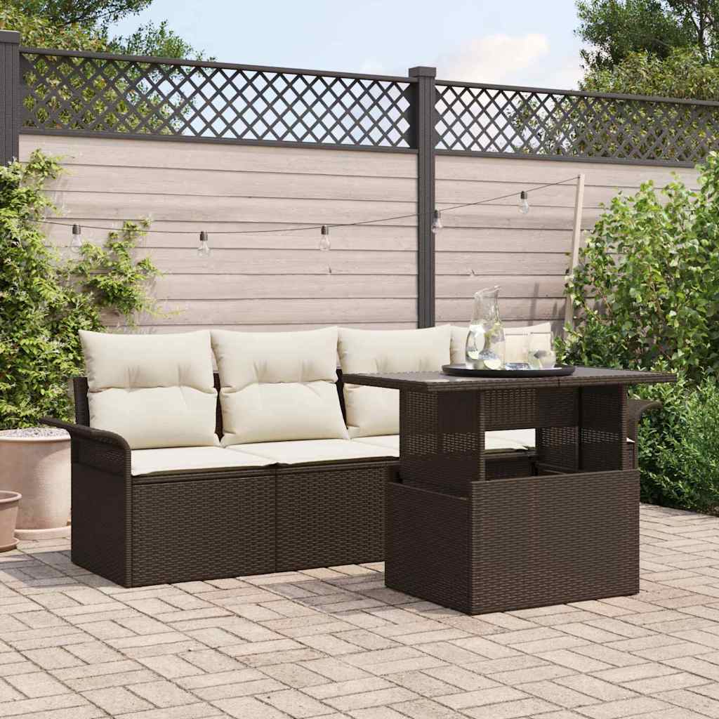 5-Teiliges Garten-Sofa-Set Mit Kissen Poly-Rattan