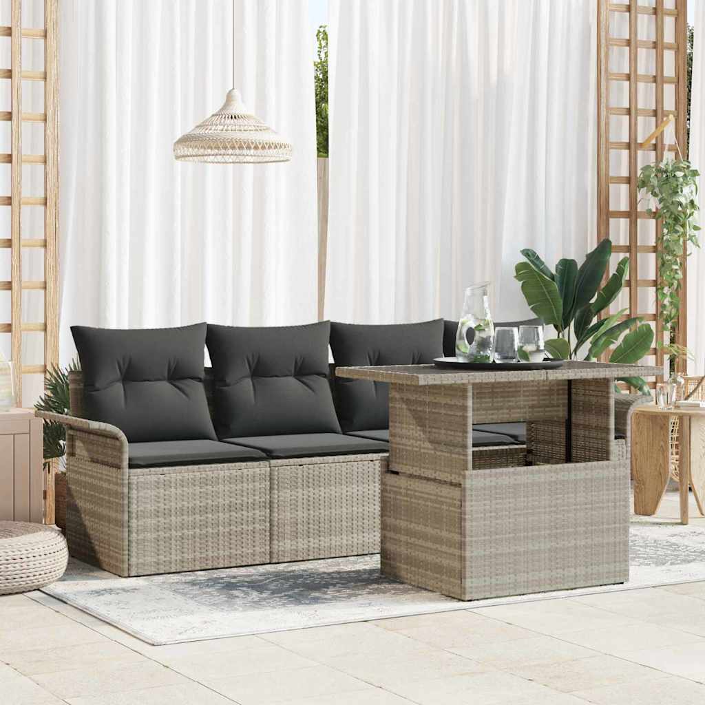 5-Teiliges Garten-Sofa-Set Mit Kissen Poly-Rattan