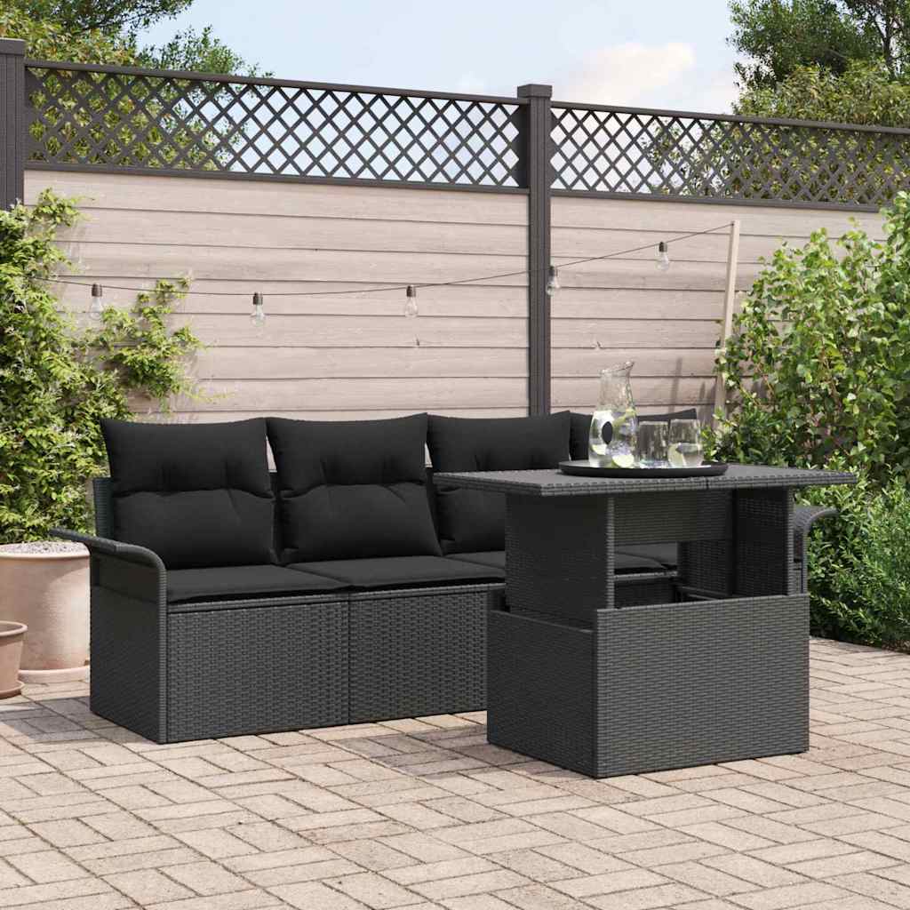 5-Teiliges Garten-Sofa-Set Mit Kissen Poly-Rattan