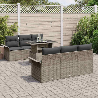 7-Teiliges Garten-Sofaset Mit Kissen Aus Poly-Rattan