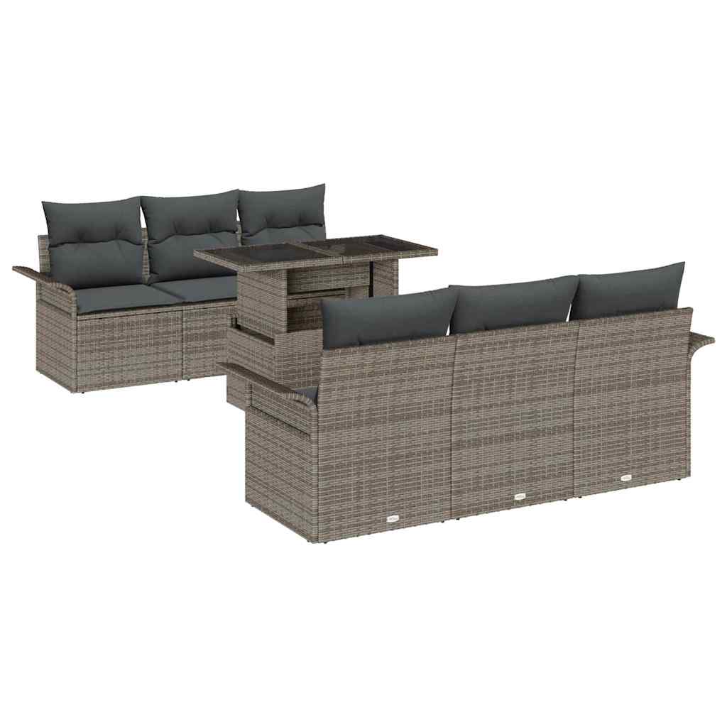 7-Teiliges Garten-Sofaset Mit Kissen Aus Poly-Rattan