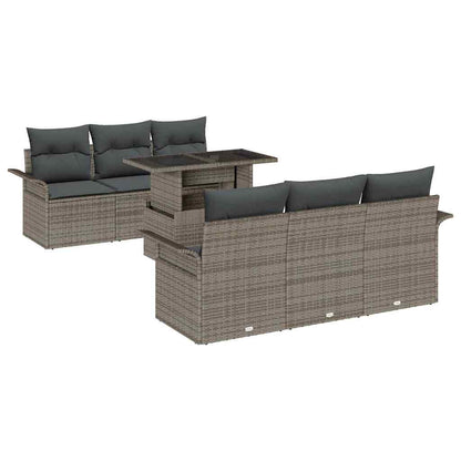 7-Teiliges Garten-Sofaset Mit Kissen Aus Poly-Rattan