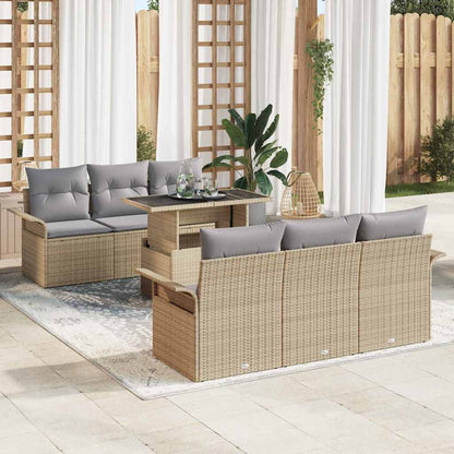 7-Teiliges Garten-Sofaset Mit Kissen Aus Poly-Rattan