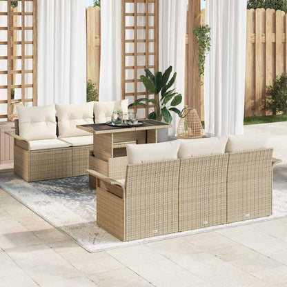 7-Teiliges Garten-Sofaset Mit Kissen Aus Poly-Rattan