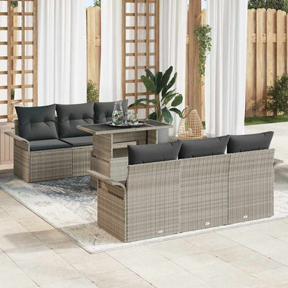 7-Teiliges Garten-Sofaset Mit Kissen Aus Poly-Rattan
