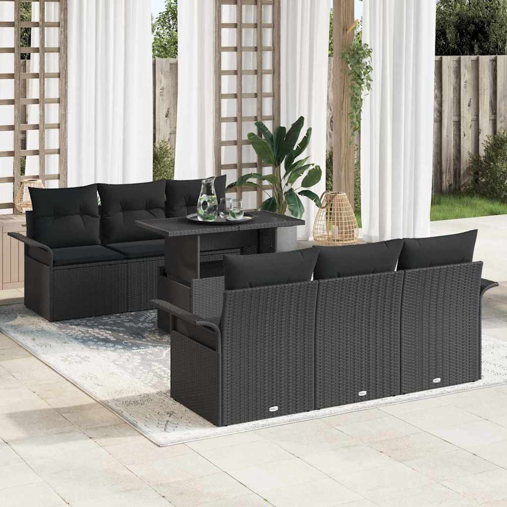 7-Teiliges Garten-Sofaset Mit Kissen Aus Poly-Rattan