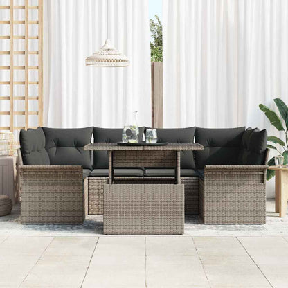 7-Teiliges Garten-Sofaset Mit Kissen Poly Rattan