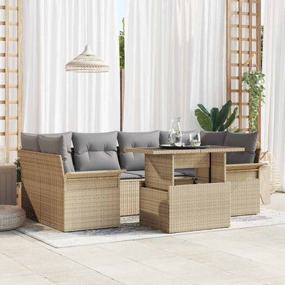 7-Teiliges Garten-Sofaset Mit Kissen Poly Rattan