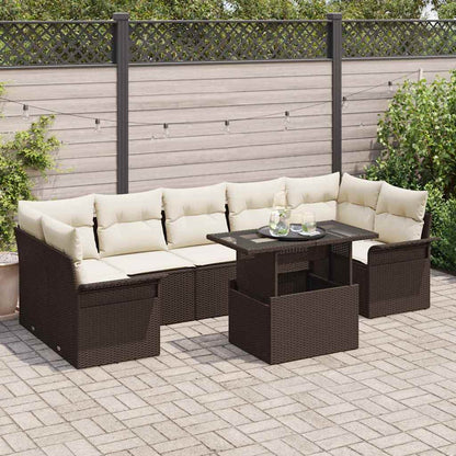 8-Teiliges Garten-Sofa-Set Mit Kissen Poly Rattan