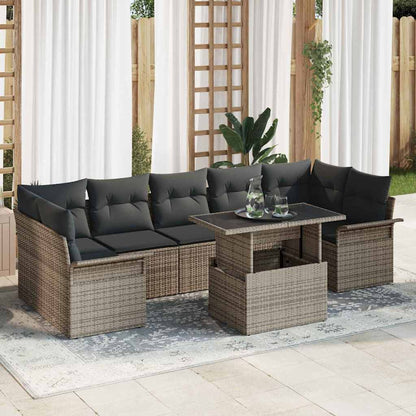 8-Teiliges Garten-Sofa-Set Mit Kissen Poly Rattan