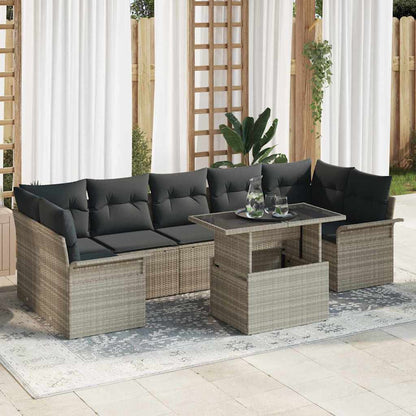 8-Teiliges Garten-Sofa-Set Mit Kissen Poly Rattan