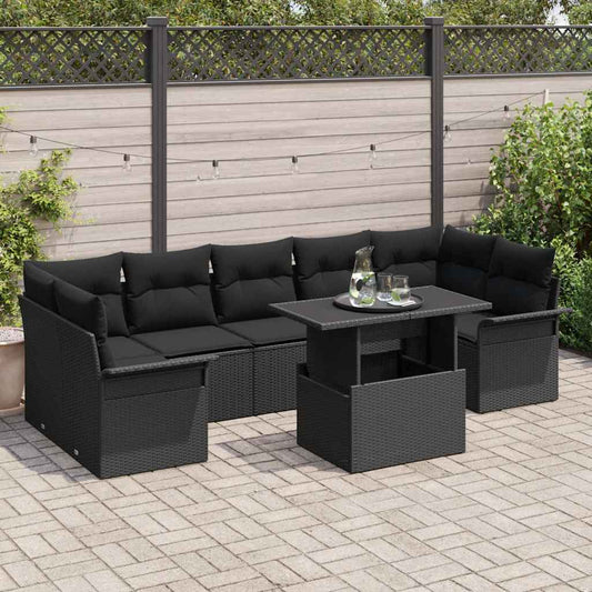 8-Teiliges Garten-Sofa-Set Mit Kissen Poly Rattan