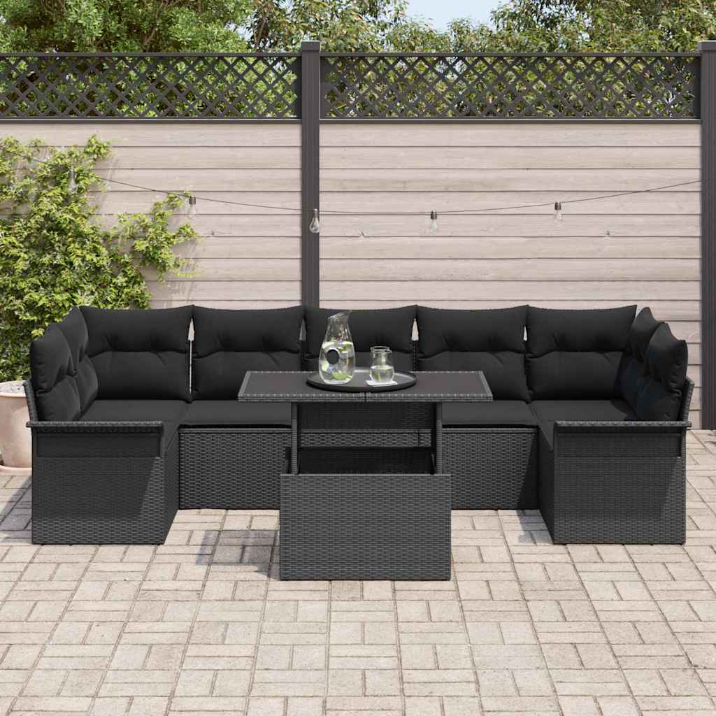8-Teiliges Garten-Sofa-Set Mit Kissen Poly Rattan