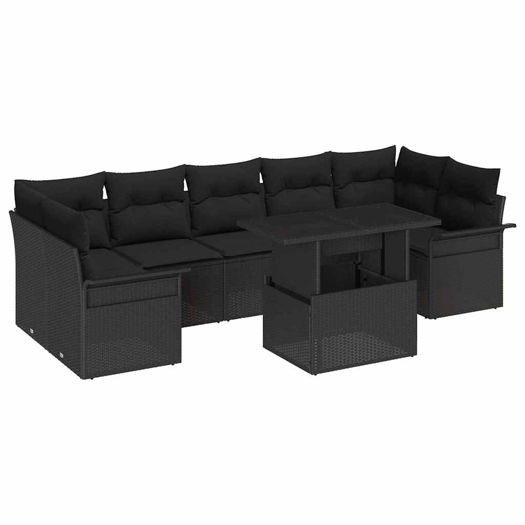 8-Teiliges Garten-Sofa-Set Mit Kissen Poly Rattan