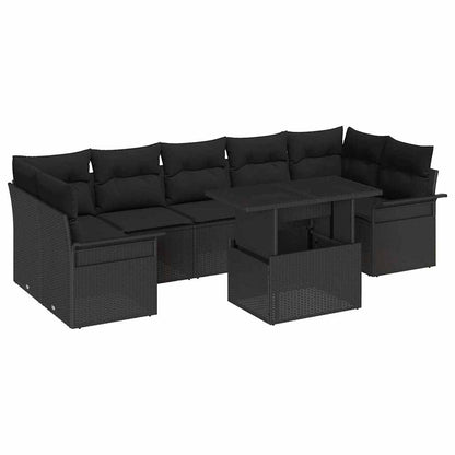 8-Teiliges Garten-Sofa-Set Mit Kissen Poly Rattan